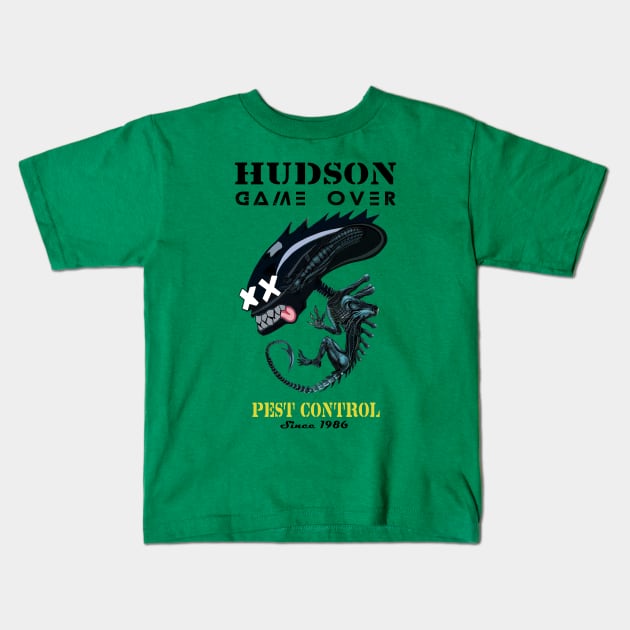 Hudson Game Over Pest Control Kids T-Shirt by DistractedGeek